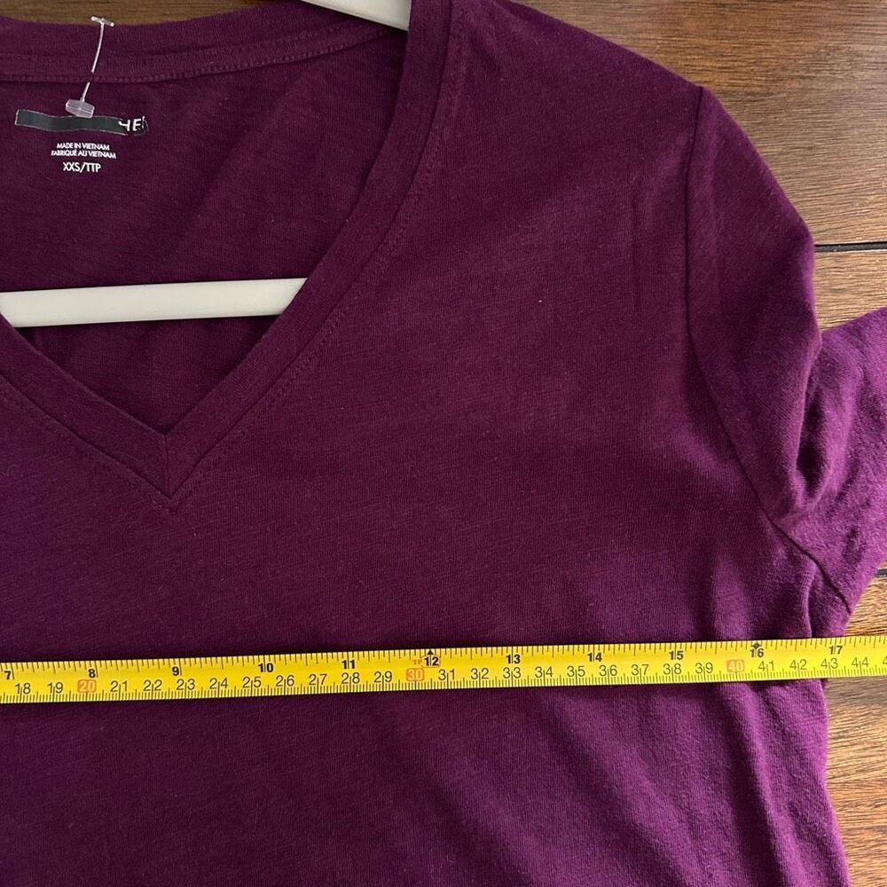 Eileen Fisher $118 Organic Cotton Slub V-Neck Long Sleeve Top Purple Womens XXS - Picture 6 of 9